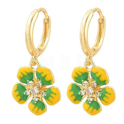 Brass Micro Pave Cubic Zirconia Hoop Dangle Earrings KK-CBA8324-10G-1
