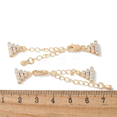 Brass Micro Pave Cubic Zirconia Chain Extender with Glass KK-U052-20G-1