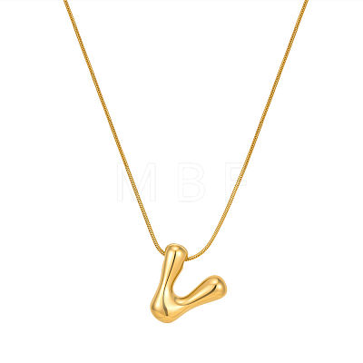 304 Stainless Steel Alphabet Pendant Necklaces for Men and Women GP1122-22-1