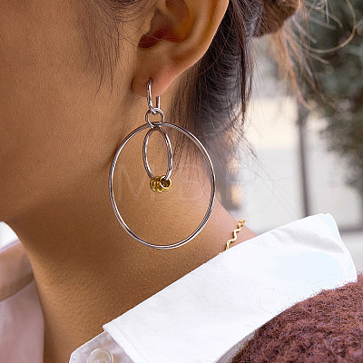 304 Stainless Steel Hoop Dangle Earrings WG8FBF3-01-1