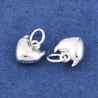 925 Sterling Silver Heart with Horn Charms STER-I024-03S-01-1