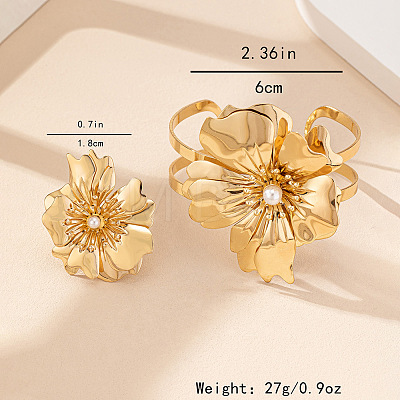 Flower Alloy Cuff Bangles & Cuff Rings Sets for Women FS-WGC4226-01-1