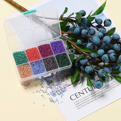 200G 8 Colors 12/0 Grade A Round Glass Seed Beads SEED-JP0010-08-2mm-1