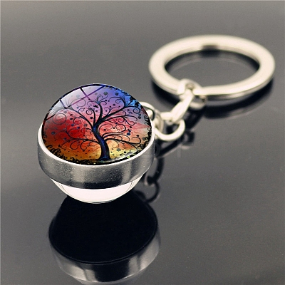 Glass Double-sided Ball Keychain PW-WG8BA2D-03-1