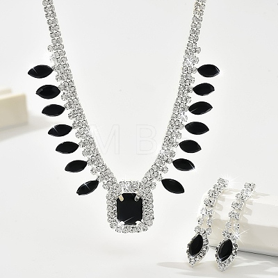 Brass Rhinestone Pendant Necklaces & Earring Sets for Women WG00284-01-1