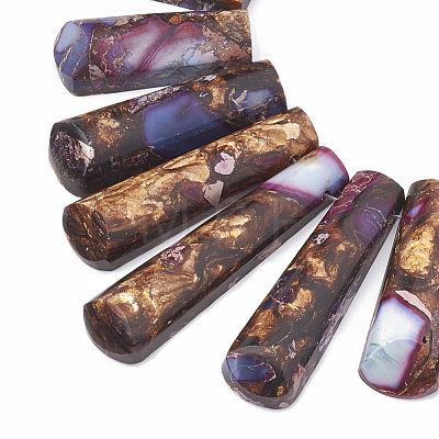 Assembled Synthetic Imperial Jasper and Bronzite Beads Strands G-S326-002A-1