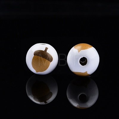 Summer Theme Printed Wooden Beads WOOD-D006-04-1