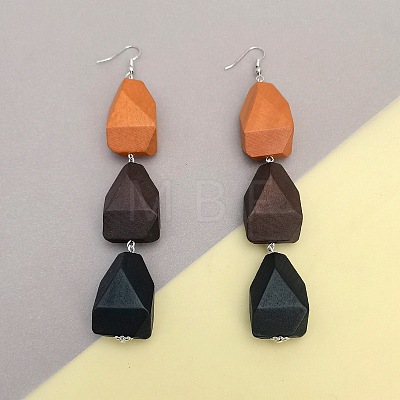 Wood & Iron Dangle Earrings for Women WGF6A18-01-1