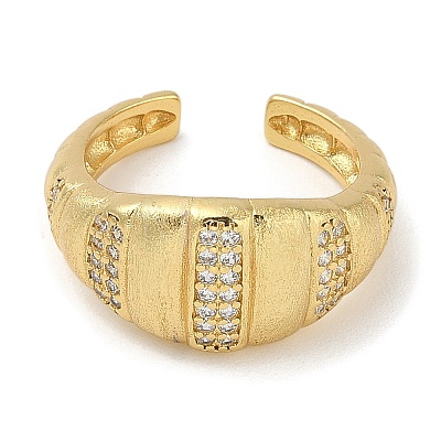 Rack Plating Brass Micro Pave Cubic Zirconia Cuff Finger Rings for Women RJEW-C114-12A-G-1