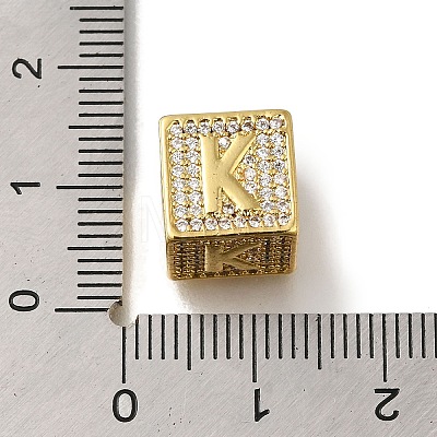 Brass Cubic Zirconia Beads KK-Q818-01K-G-1