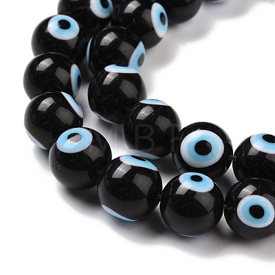 Handmade Evil Eye Lampwork Round Bead Strands LAMP-L055-10mm-28-1