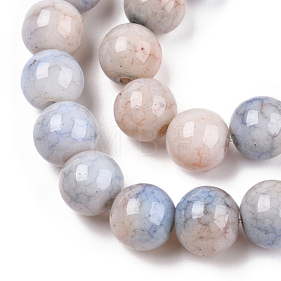 Opaque Crackle Glass Round Beads Strands GLAA-T031-01B-1