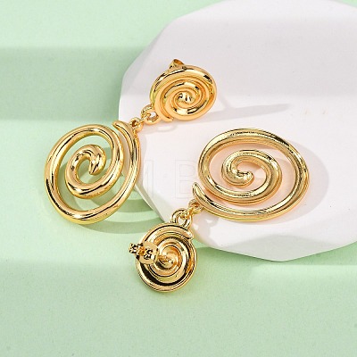 304 Stainless Steel Vortex Spiral Dangle Stud Earrings EJEW-L304-01G-1