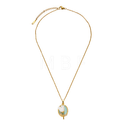 304 Stainless Steel Crystal Rhinestone Emanel Oval with Acrylic Tulip Flower Pendant Cable Chain Necklaces for Women WGD1E82-01-1