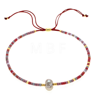 Adjustable Glass Seed Bead Slider Bracelets for Women VT9382-27-1