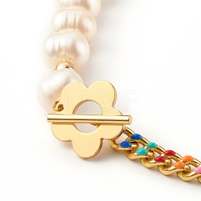Brass Enamel Curb Chain Necklaces NJEW-JN03482-03-1