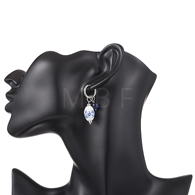 Oval 316 & 202 Stainless Steel Hoop Earrings EJEW-JE06734-01-1