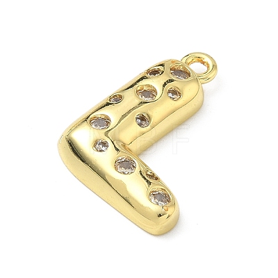 Brass Micro Pave Clear Cubic Zirconia Pendants KK-I476-02G-L-1