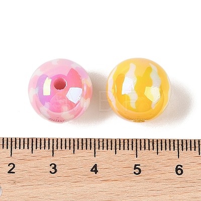 10Pcs UV Plating Colours Acrylic Beads OACR-S146-01O-1