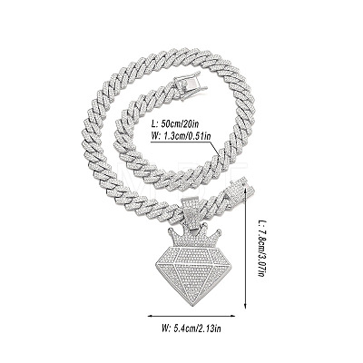 Alloy Full Crystal Rhinestone Pendant Necklaces for Men FS-WGC5342-03-1