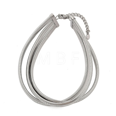 304 Stainless Steel 3-Strand Snake Chain Necklaces for Women NJEW-B122-02P-1