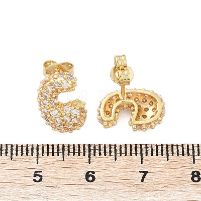 Brass Micro Pave Cubic Zirconia Stud Earrings EJEW-Z091-04G-C-1