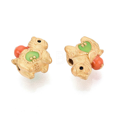 925 Sterling Silver Lawn Green Enamel Beads STER-T008-64G-1