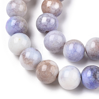 Opaque Crackle Glass Round Beads Strands GLAA-T031-10mm-01B-A-1