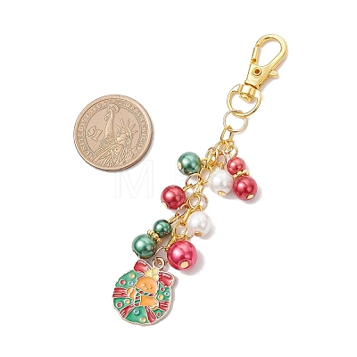 6Pcs Christmas Alloy Enamel Pendant Decorations HJEW-JM03683-1