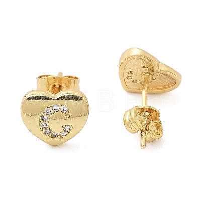 Rack Plating Brass Micro Pave Clear Cubic Zirconia Stud Earrings EJEW-K299-01G-C-1