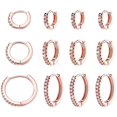 12Pcs 3 Styles Brass Rhinestone Hoop Earrings EJEW-GA0001-14-1