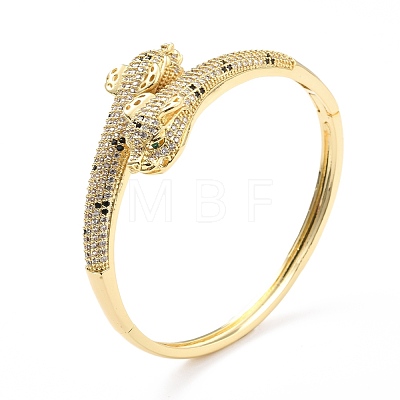 Cubic Zirconia Leopard Hinged Bangle BJEW-A123-19G-1