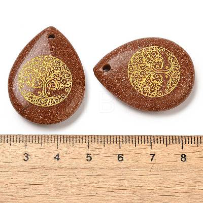 Synthetic Goldstone Drop Pendants G-C158-01F-1