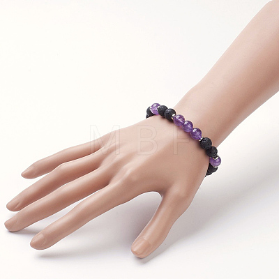 Natural Amethyst Stretch Bracelets X-BJEW-JB02754-04-1