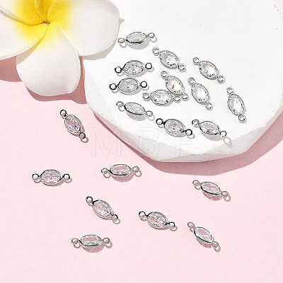 SHEGRACE Brass Pave Cubic Zirconia Oval Connector Charms XGRQ2O560-439A-G-1