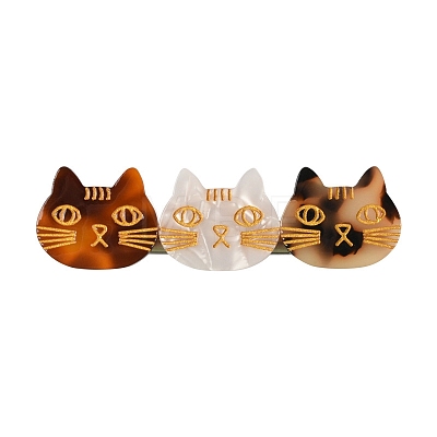 Cute Cat Cellulose Acetate(Resin) Alligator Hair Clips PW-WG98496-01-1