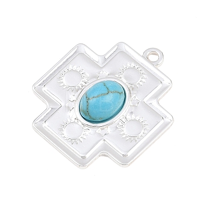 304 Stainless Steel with Synthetic Turquoise Pendants STAS-H253-01C-S-1