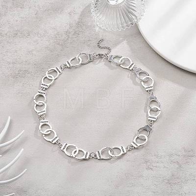 Tibetan Style Alloy Handcuff with Freedom Link Chain Necklaces for Men Women NJEW-JN04279-1