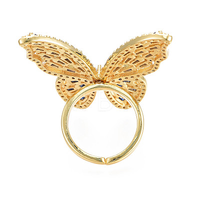 Cubic Zirconia Butterfly Open Cuff Rings RJEW-N037-016-02LG-1