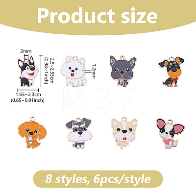 48Pcs 8 Styles Alloy Enamel Pendants FIND-DC0008-64-1