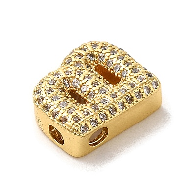 Brass Micro Pave Clear Cubic Zirconia Charms ZIRC-C009-01G-B-1