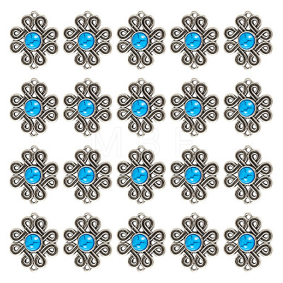 Tibetan Style Alloy with Resin Imitation Turquoise Connector Charms FIND-TAC0035-47AS-05-1