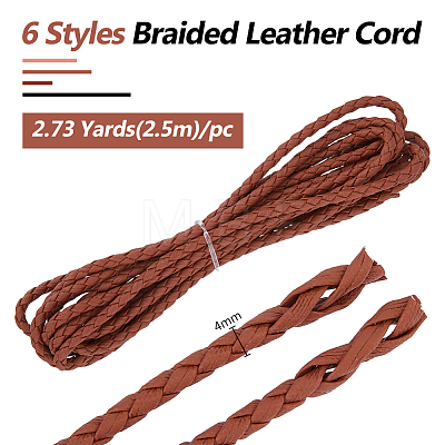 DICOSMETIC 6Pcs 6 Colors Braided Imitation Leather Cords OCOR-DC0001-10B-1