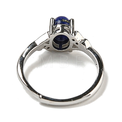 Oval Natural Lapis Lazuli Adjustable Rings RJEW-Q818-01P-05A-1