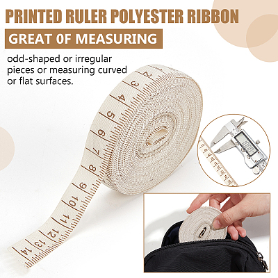 10 Yards Printed Ruler Polyester Ribbon OCOR-WH0070-147-1
