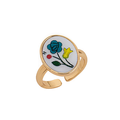 Brass & Shell Cuff Open Rings FS-WGBC7E6-06-1
