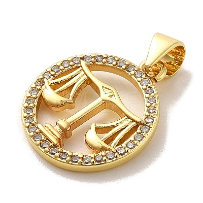 Zodiac Theme Brass Micro Pave Cubic Zirconia Pendants KK-M273-05I-G-1