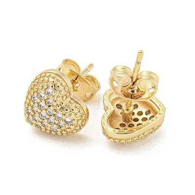 Brass Micro Pave Cubic Zirconia Ear Studs EJEW-P261-27G-G-1