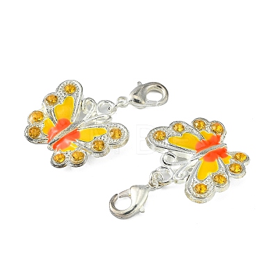 Silver Plated Alloy Enamel Rhinestone Pendants HJEW-PH01196-02-1