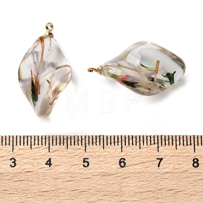 Inner Dried Flower Transparent Resin Pendants RESI-A043-02A-1